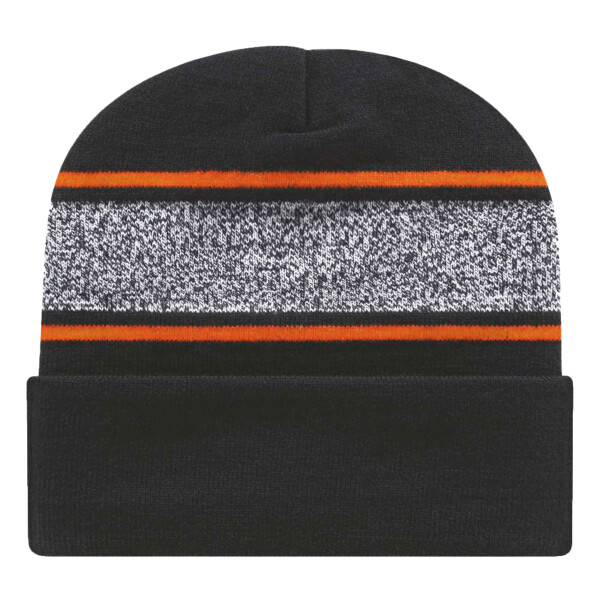 USA-Made Variegated Striped Cuffed Beanie Thumbnail