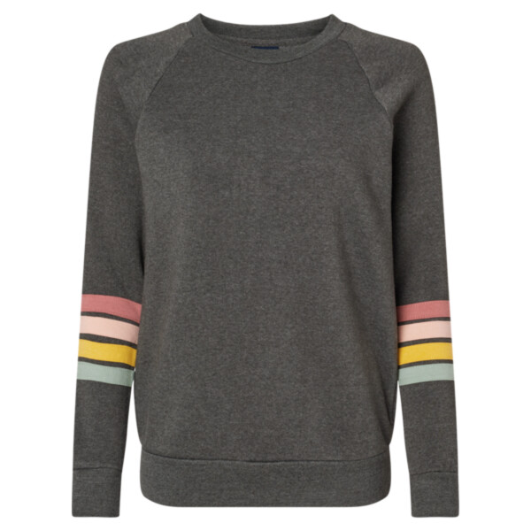 Women's Striped Sleeves Crewneck Sweatshirt Thumbnail