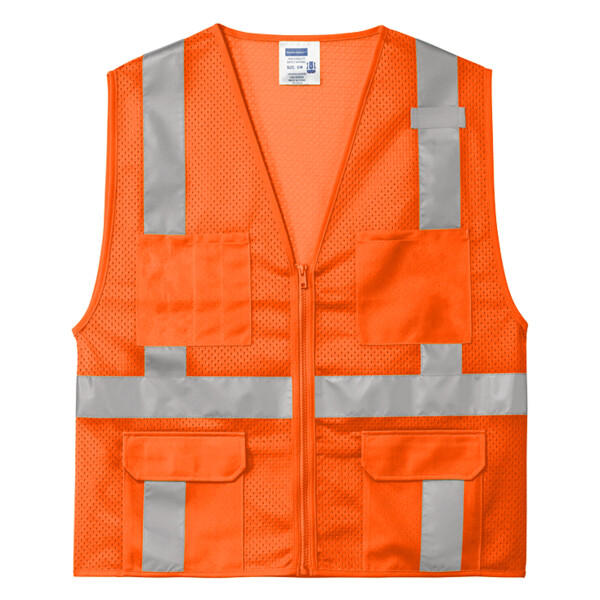Ansi 107 Class 2 Mesh Six Pocket Zippered Vest Thumbnail