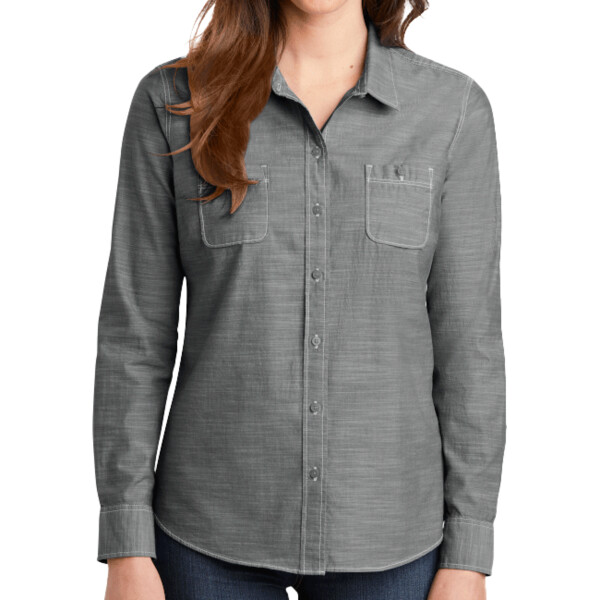Ladies Slub Chambray Shirt Thumbnail